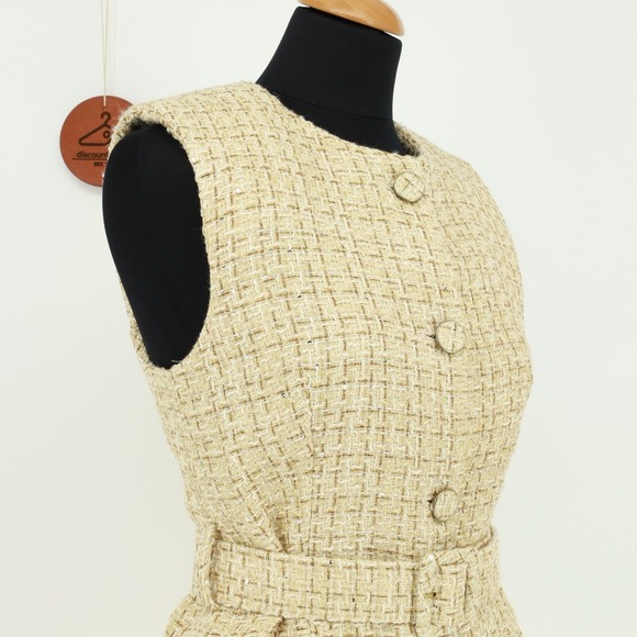 Zara Sleeveless Wool Blend Textured Belted Waistcoat Vest Blogger Fav XS NWOT - Picture 5 of 9